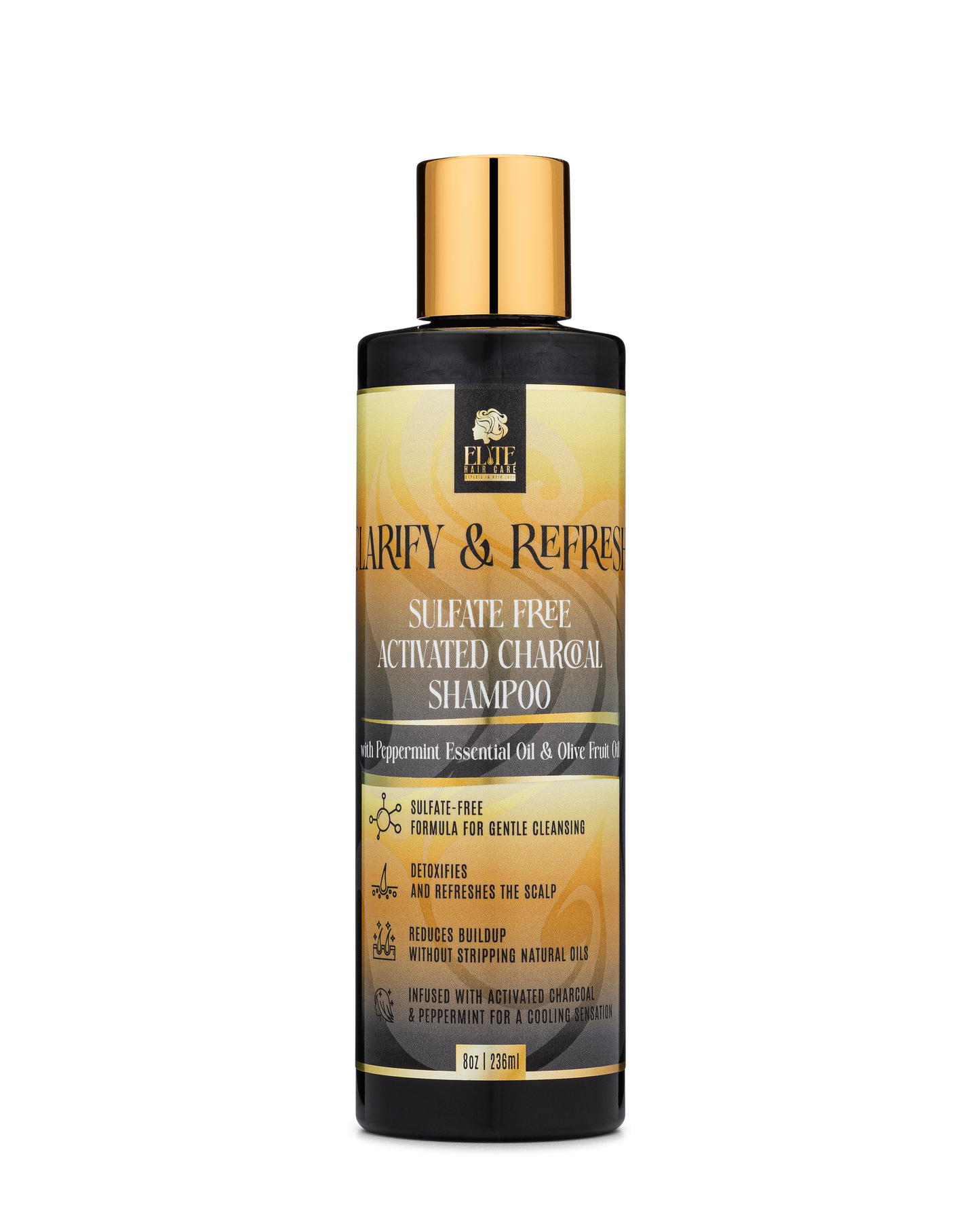 Clarify & Refresh Sulfate Free Activated Charcoal Shampoo With Peppermint Essential Oil & Olive Fruit Oil