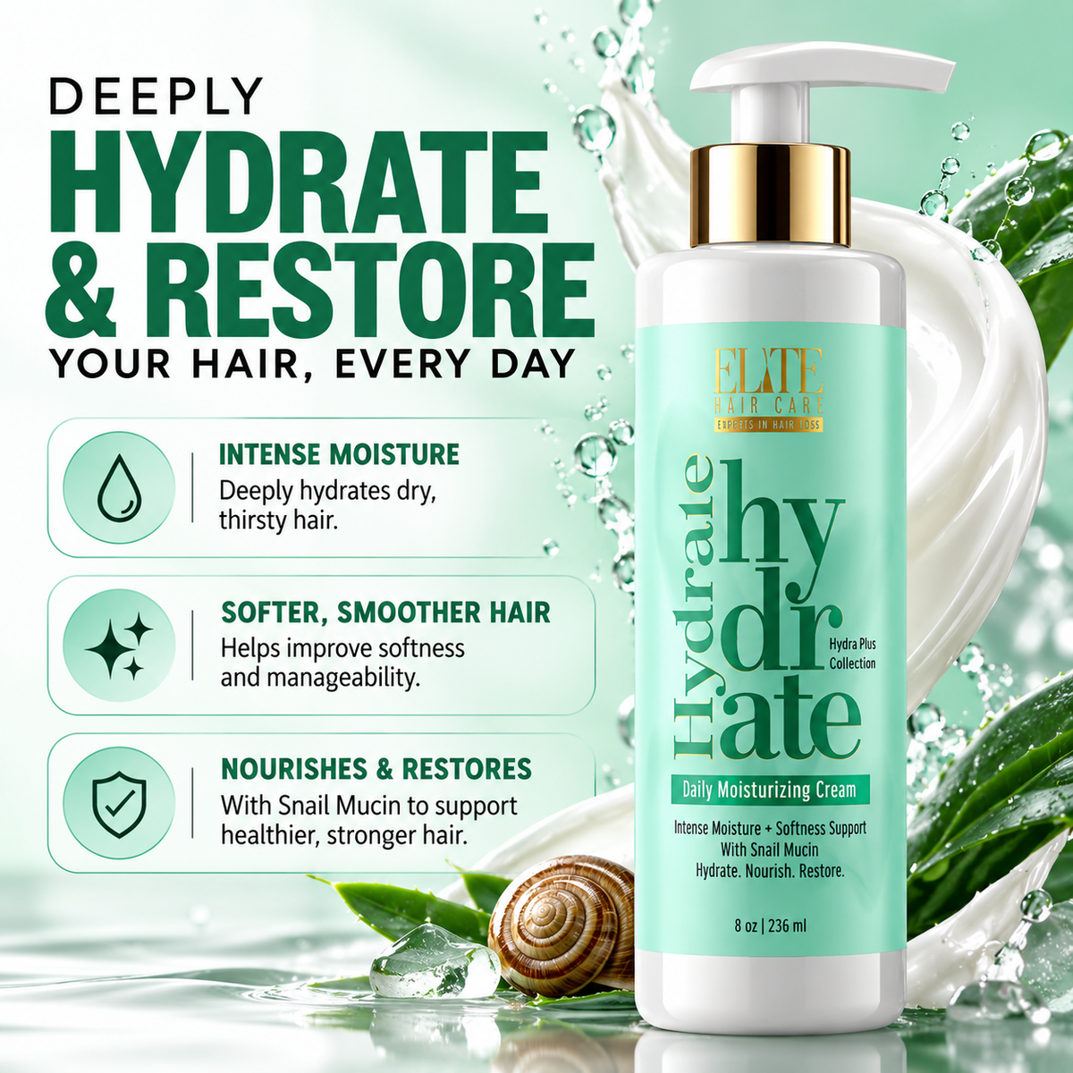 Hydra-Plus Daily Hair Moisturizing Cream w/ Snail Mucin